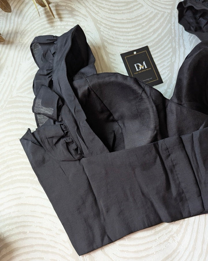Black Frilled Sleeve Blouse