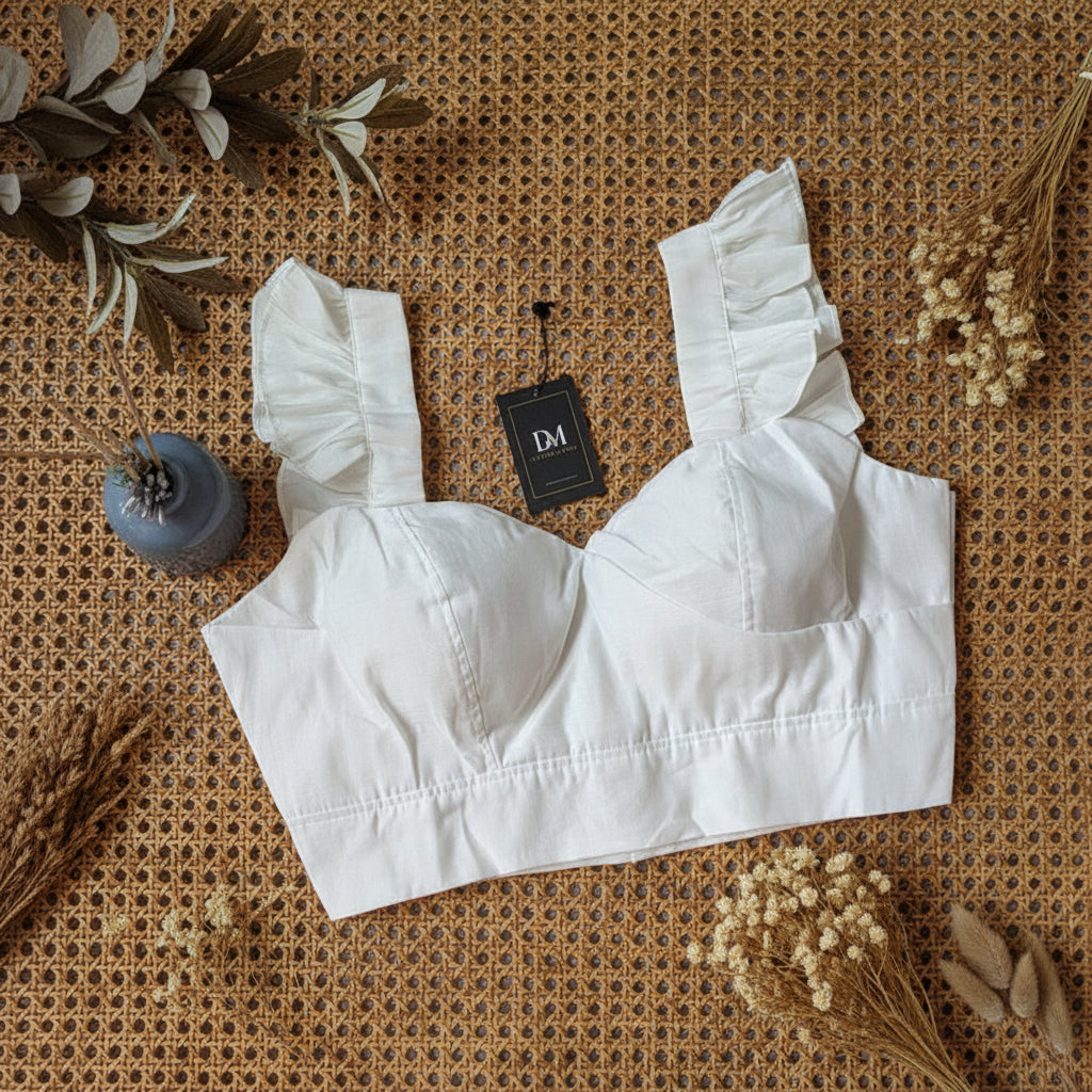 White Frilled Sleeve Blouse