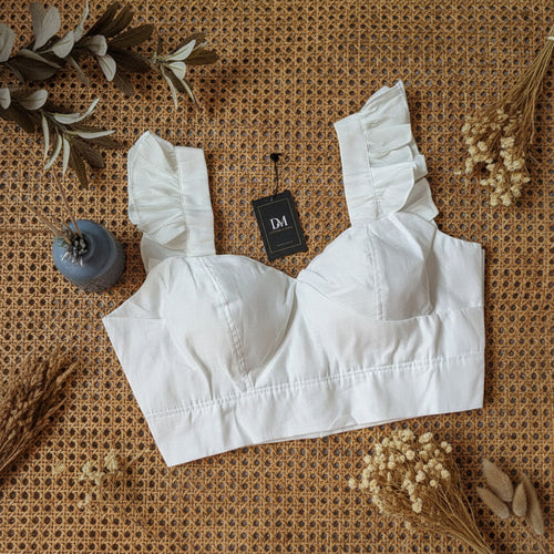 White Frilled Sleeve Blouse