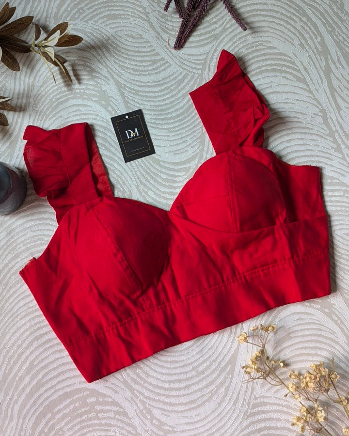 Red Frilled Sleeve Blouse