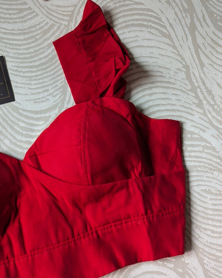 Red Frilled Sleeve Blouse