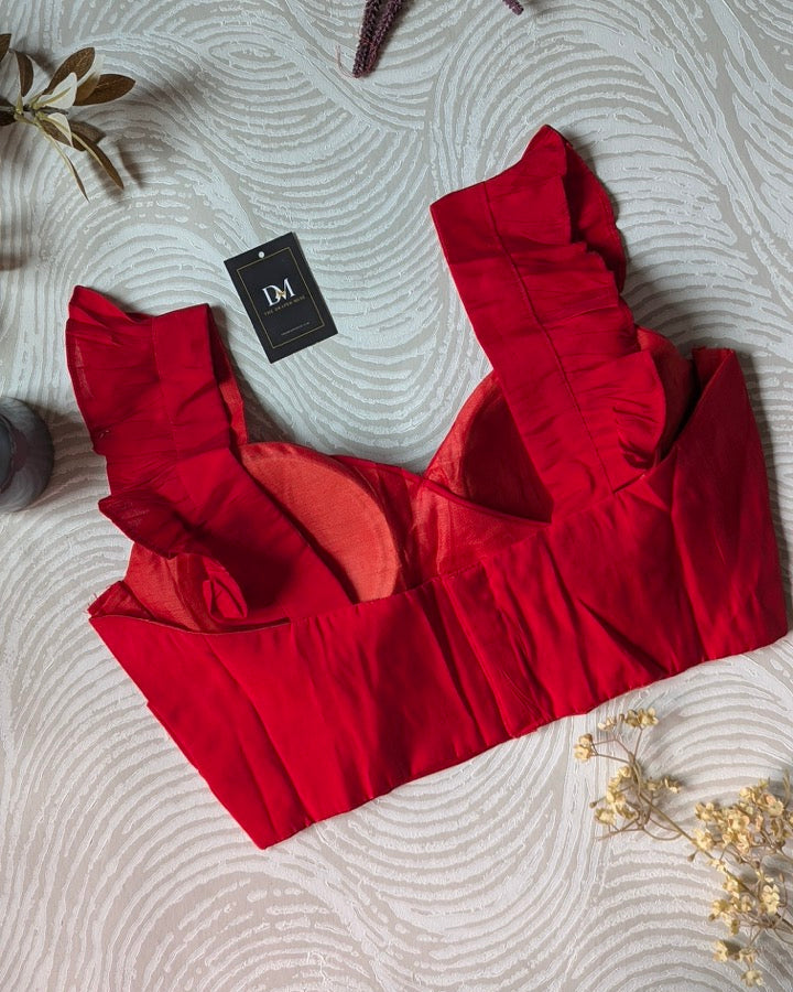 Red Frilled Sleeve Blouse