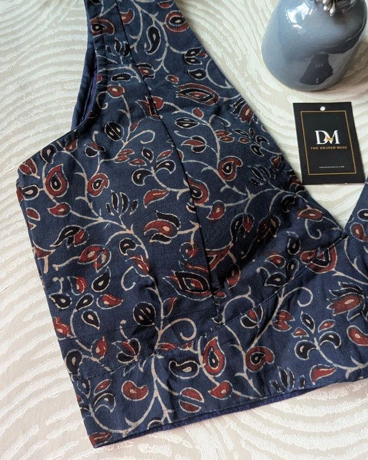 Indigo Ajrakh Cotton Blouse