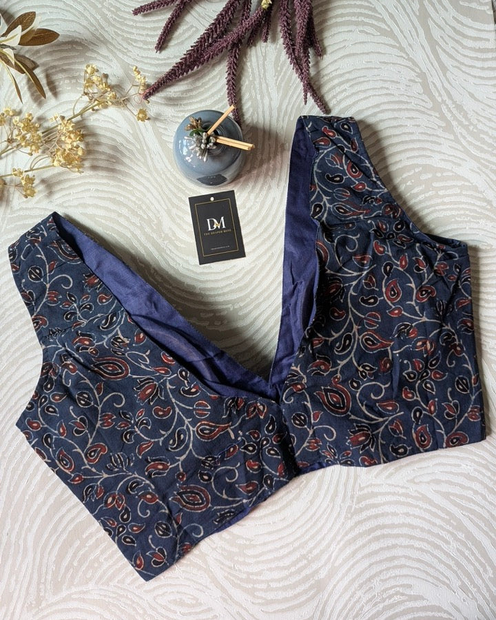 Indigo Ajrakh Cotton Blouse