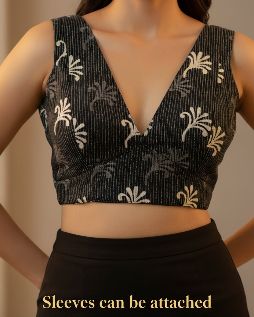 Black Ajrakh Cotton Blouse