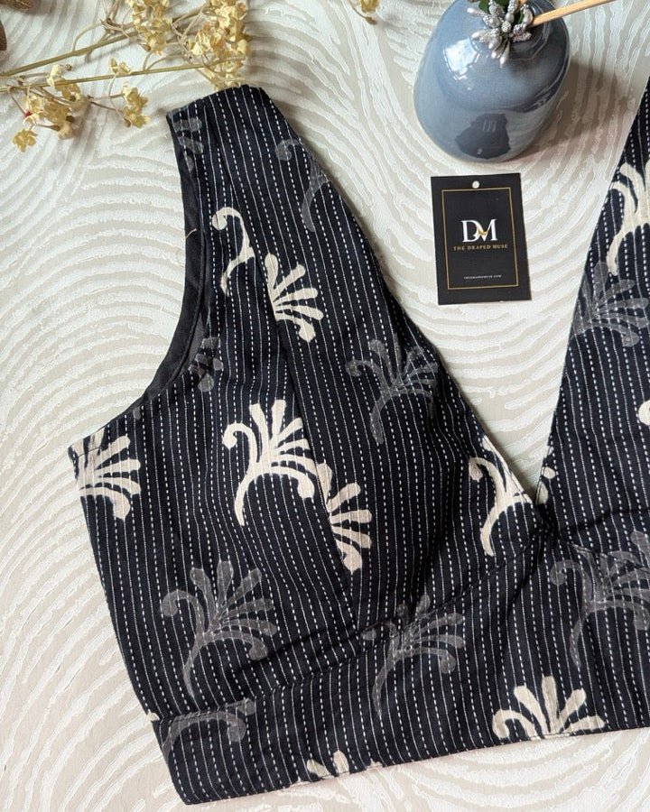 Black Ajrakh Cotton Blouse