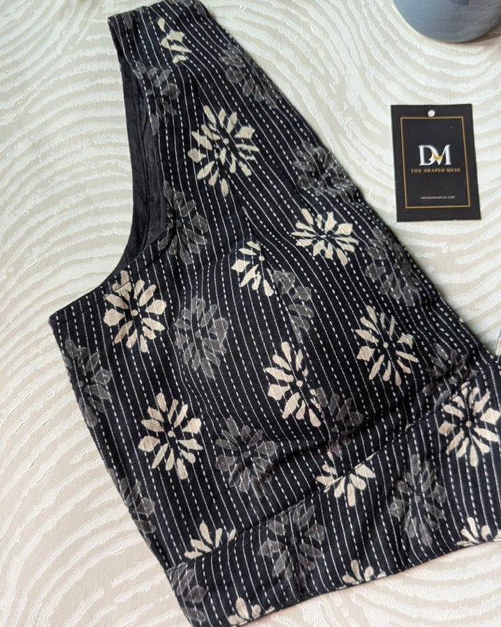 Black Ajrakh Print Cotton Blouse