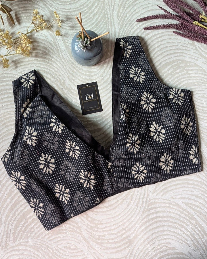 Black Ajrakh Print Cotton Blouse