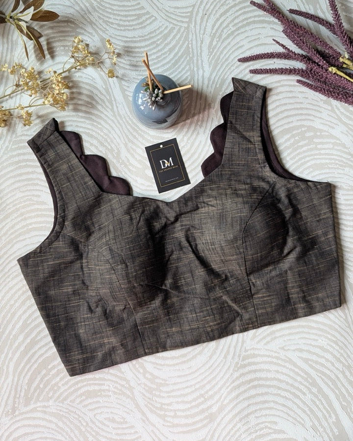 Charcoal Cotton Sleeveless Blouse