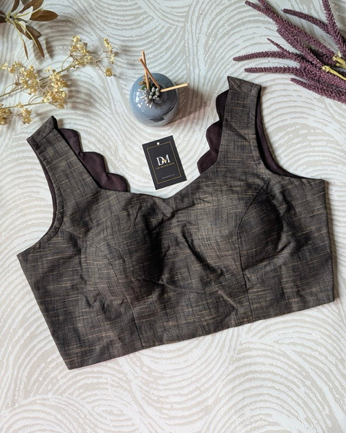 Charcoal Cotton Sleeveless Blouse