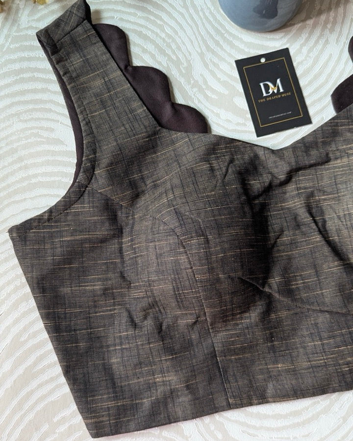 Charcoal Cotton Sleeveless Blouse