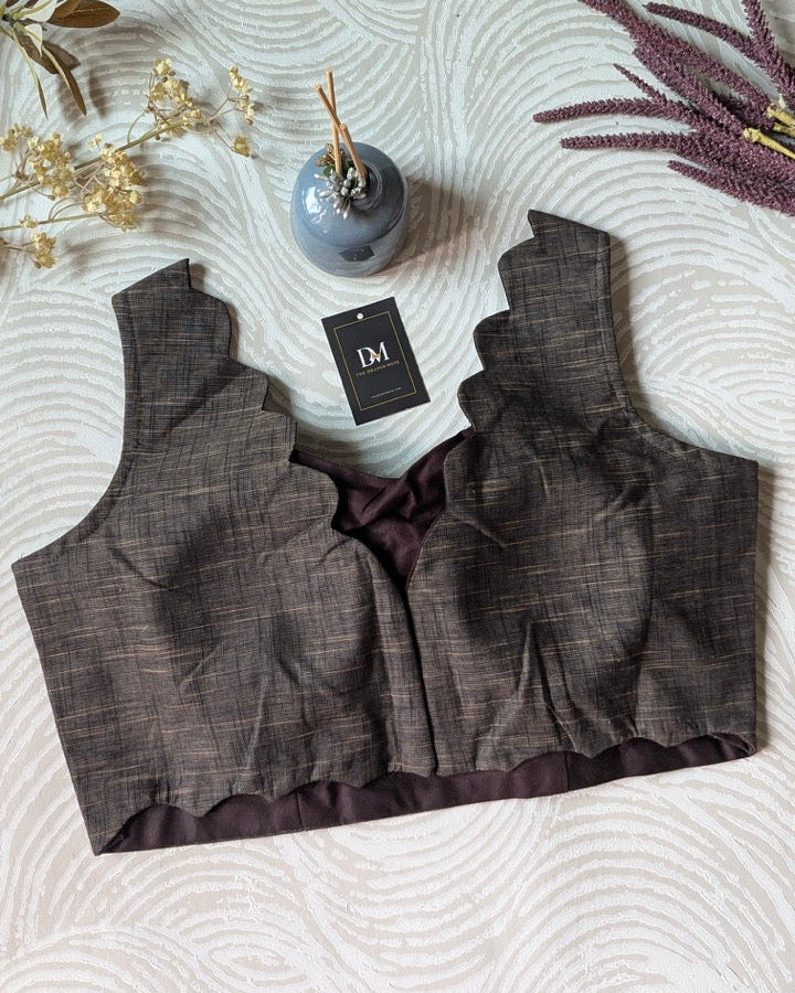 Charcoal Cotton Sleeveless Blouse