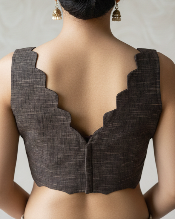Charcoal Cotton Sleeveless Blouse