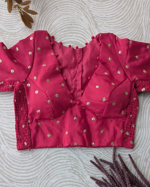 Ruby Red Crepe Stretchable Blouse with Sleeves