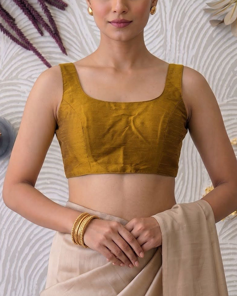 Gold Bollywood Raw Silk Blouse - Readymade Saree Blouse