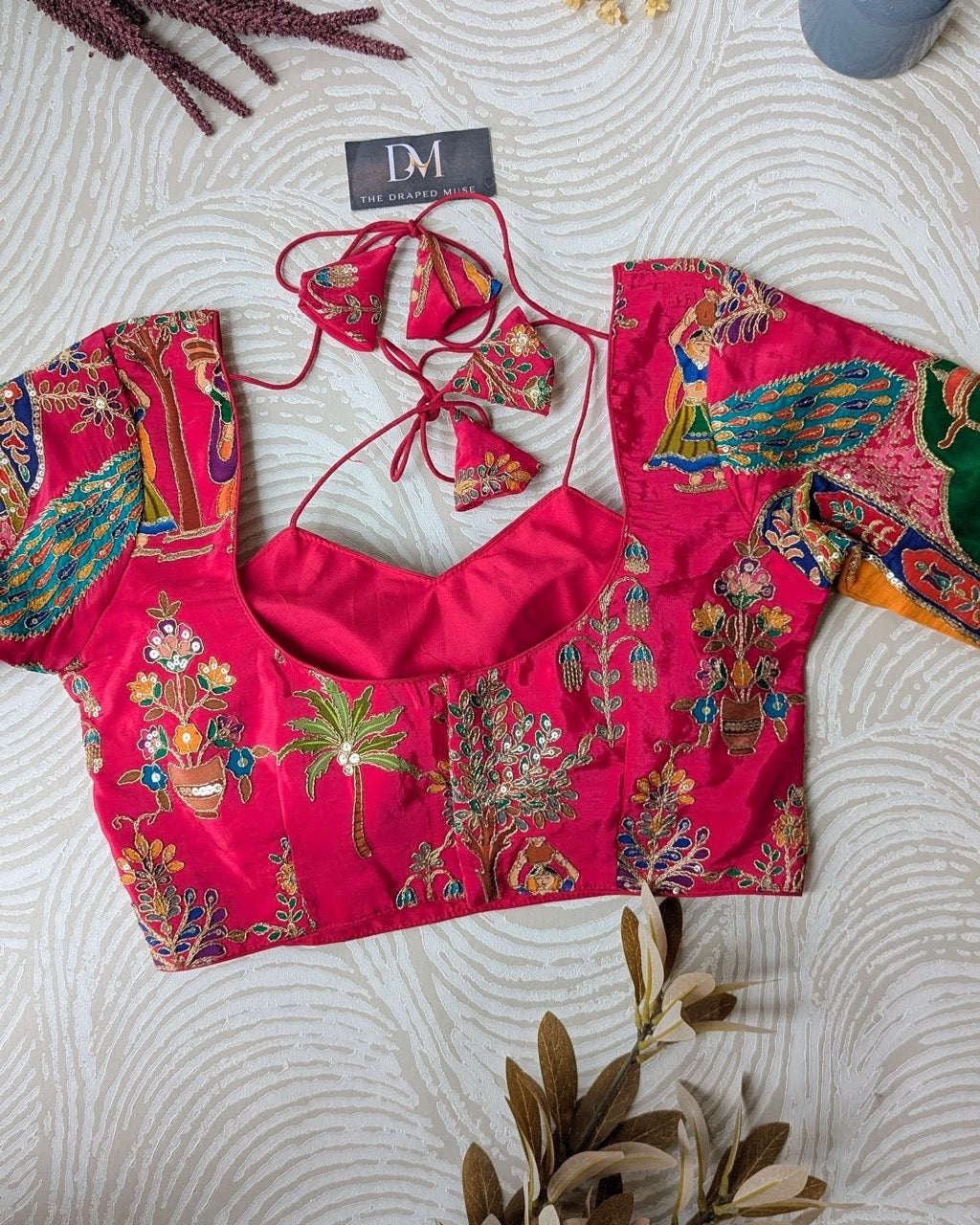 Pink Madhubala blouse with Position Work