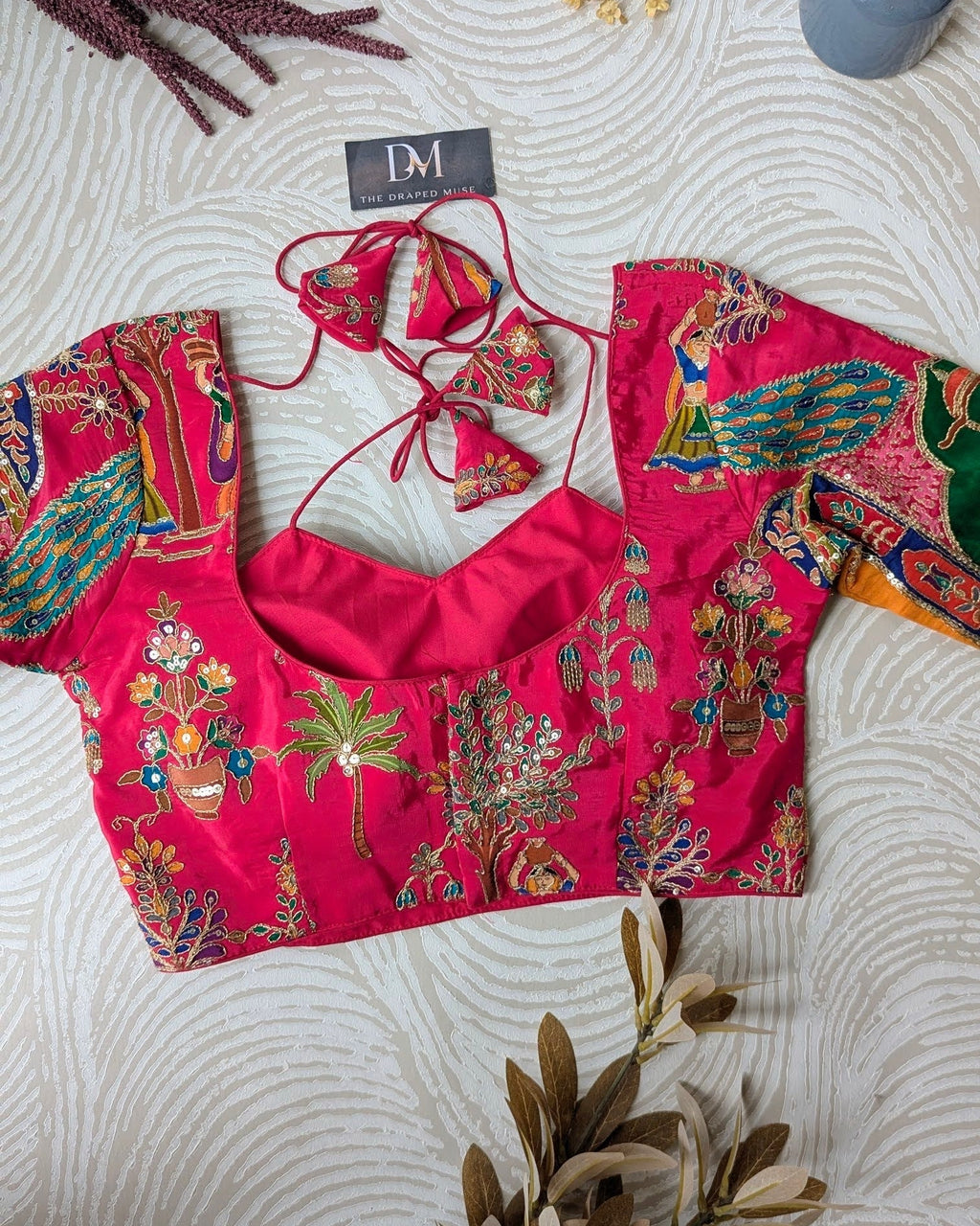 Pink Madhubala Blouse with Position Work - Readymade Saree Blouse