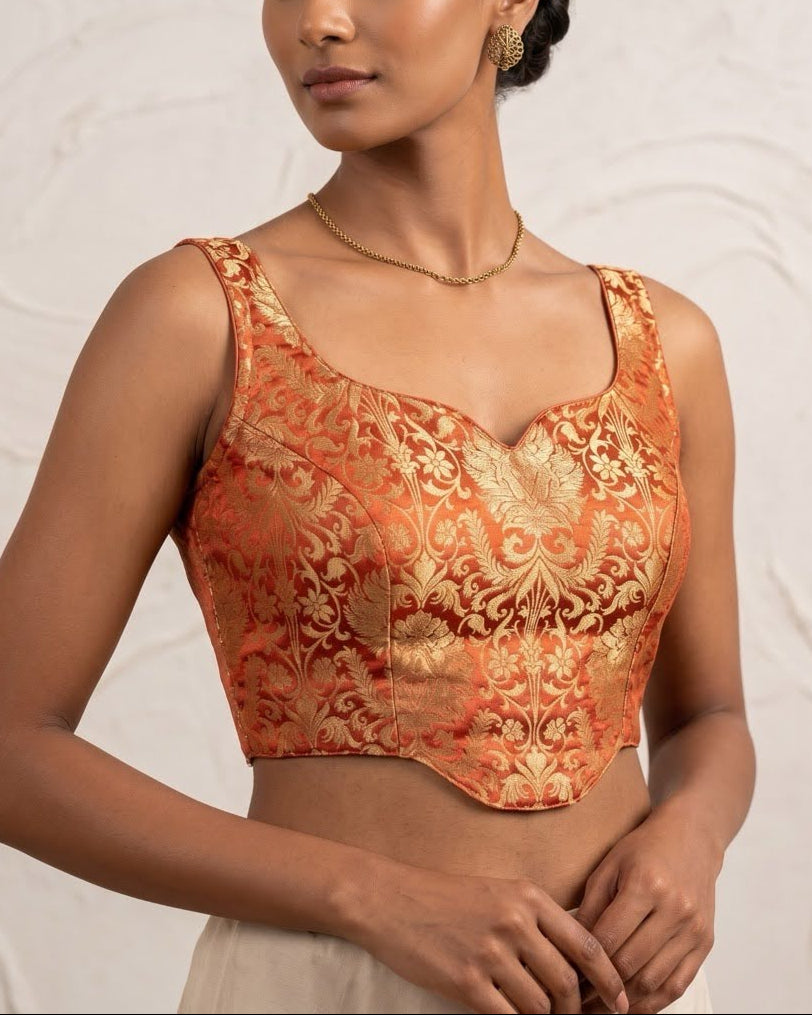 Peach Short Corset Blouse - Readymade Saree Blouse
