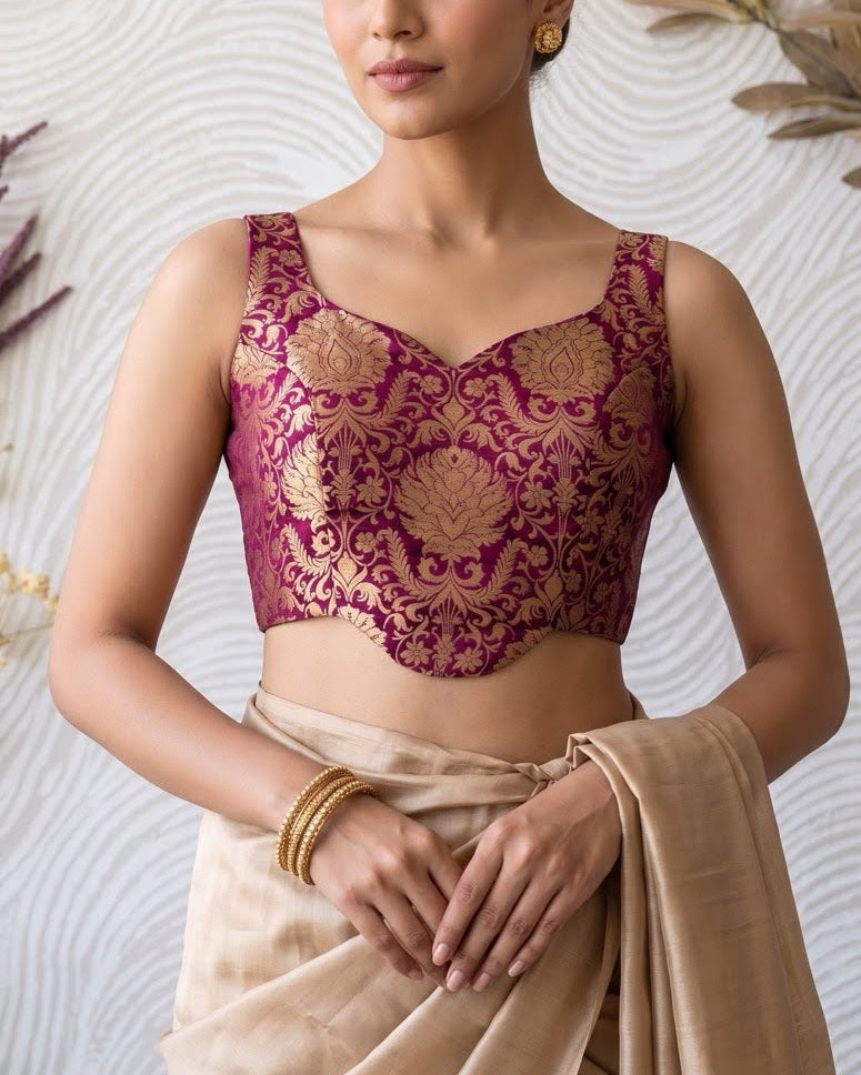 Purple Short Corset Blouse - Readymade Saree Blouse