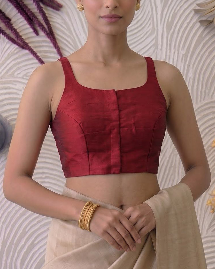 Red Racer Back Blouse - Readymade Saree Blouse
