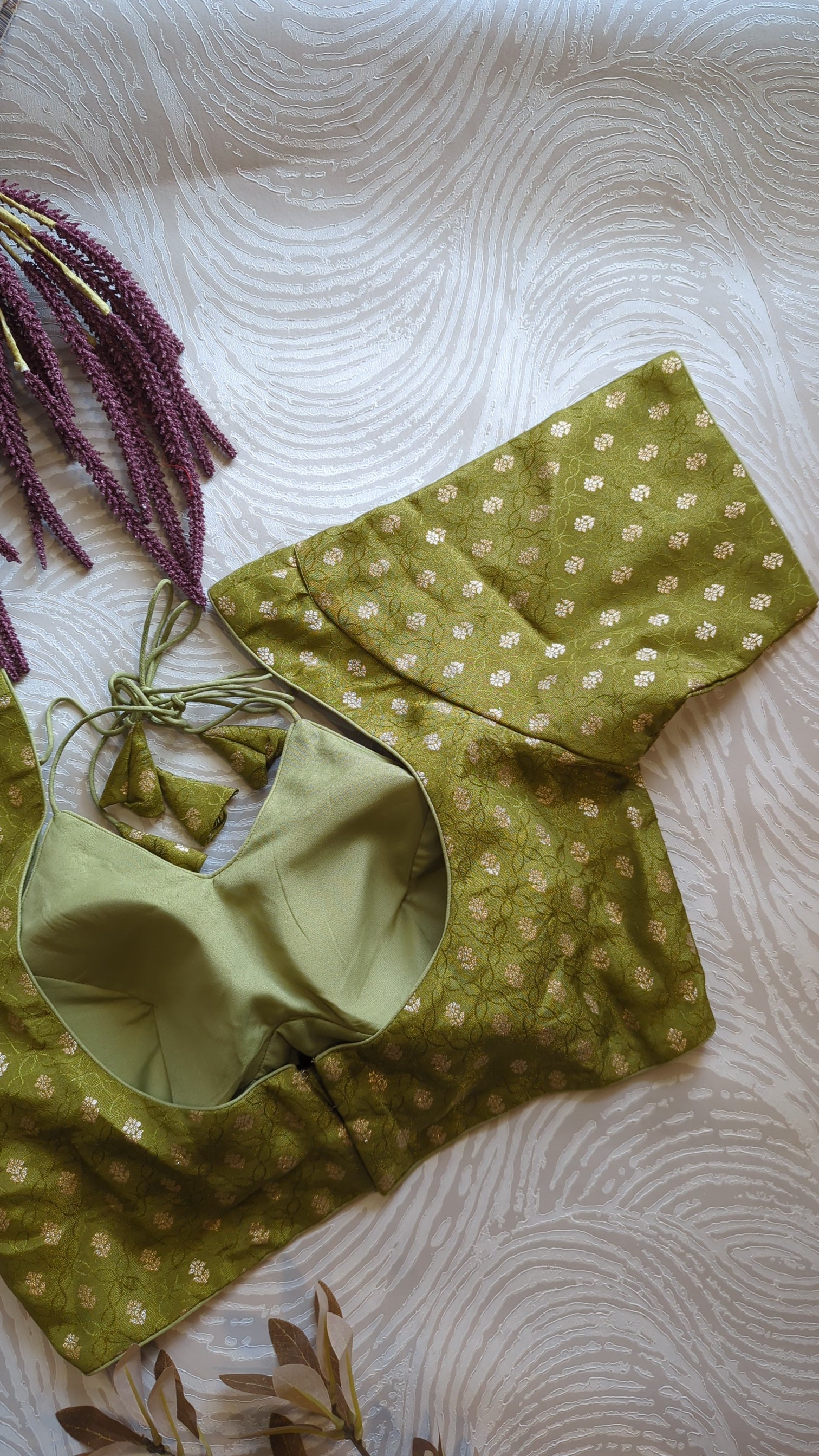 Green Banarasi Madhubala Blouse - Readymade Saree Blouse